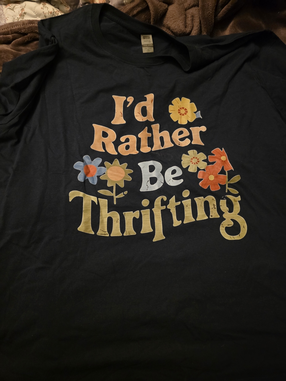 Womens 2X I'd Rather Be Thrifting Tshirt Navy Blue *Read*